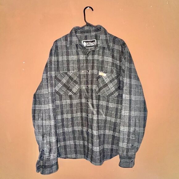 Outback Trading Company Fleece Flannel - Black Gray - Large - Picture 3 of 9